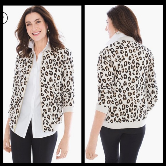 Chico's Jackets & Blazers - Chico's animal print full zip bomber jacket